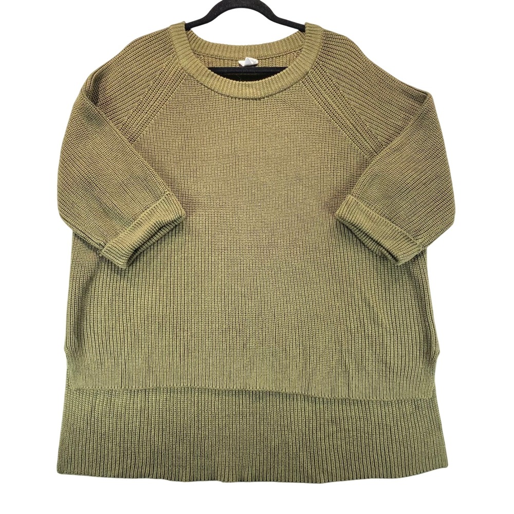 MOTE Olive Green Knit‎ Sweater Tunic Oversized 3/4 Sleeve Drop Waist XX Large - Picture 2 of 7